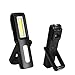 LED Cordless Work Light,Three trees COB Rechargeable Portable Hand Held Work Lamp with Hanging Hook, Magnetic Holders, 1200mAh Charging, Multifunction Flashlight (Black)