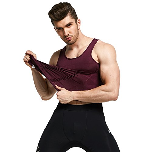 GKVK Mens Slimming Body Shaper Vest Shirt Abs Abdomen Slim, Purple, XL(chest size 106cm-110cm/42inches-44inches) - Thumbnail 5