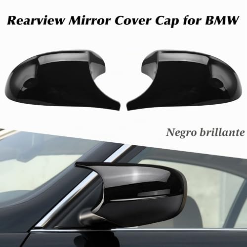 Asasytal Side Mirror Cap, Car Accessories Compatible with BMW E90 E91 E92 E93 E81 E82 E87 E88 LCI Facelifted Model Rear View Cap, Glossy Black,1 Pair
