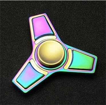High-Grade Metal Fidget Spinner Equpped with Stainless Steel Bearing - High Grade Stress Relief Fidget Toy (Rainbow 3 Square)