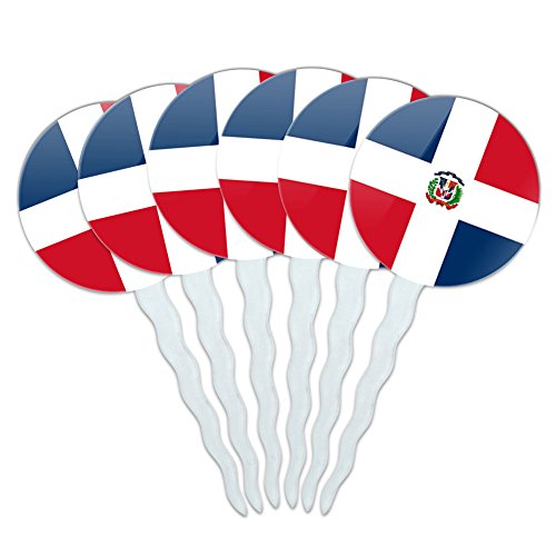 Set of 6 Cupcake Picks Toppers Decoration Country National Flag C-I - Dominican Republic National Country Flag