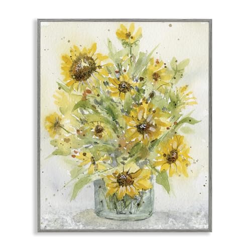 'Speckled Sun Flowers Vase'| Framed Giclee Art