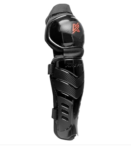 CCM Youth Ice Hockey Shin Guards – 9 Inch, Blue & White, With Knee Cap Protection