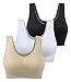AM CLOTHES Plus Size Sports Bras for Women Wireless Pack Padded Yoga Bra with Removable Pads 4X-Large 3 Pack-Black White Nude