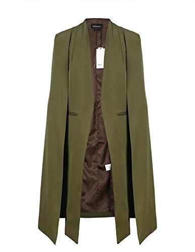 ASMAX HaoDuoYi Women Casual Open Front Cape Trench Duster Coat Longline Blazer(L,Army Green) - Thumbnail 4
