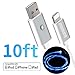 LED Charging Cable 10ft Compatible for iPhone 11/11 Pro/11 Pro Max/Xs/XS Max/XR/X / 8/8 Plus / 7/7 Plus More, Momen LED Visible Flowing Charging Cord with 5 Light Modes(Blue Light)