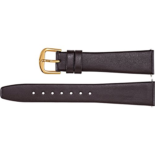 Men's 17mm Brown Long Flat Genuine Calf Leather Watch Strap