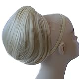 PRETTYSHOP BUN Up Do Hair Piece Hair Ribbon Ponytail Extensions Draw String Scrunchy Scrunchie Wavy Messy Platinumblond # 613A H413