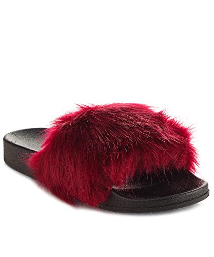 Cape robbin womens faux fur open toe single strap slip …