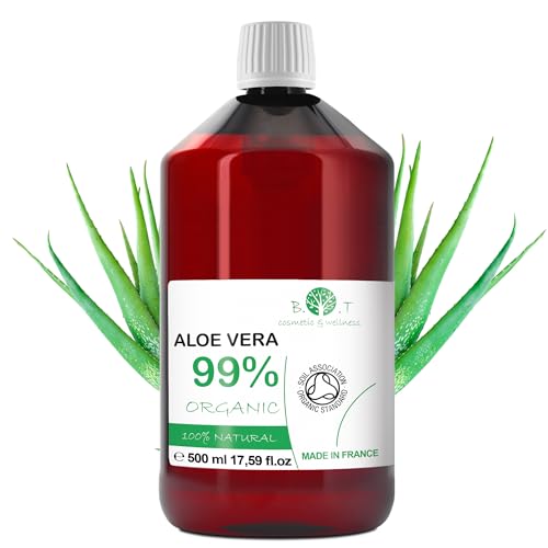 B.O.T cosmetic & wellness - Concentré d'Aloe Vera Biologique | 100% Naturel et Pur | Pressé à Froid | Idéal pour Soins de la Peau et Cheveux | Création de Cosmétiques Maison, 500 ml