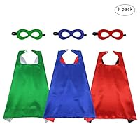 D.Q.Z Kids Superhero Capes and Masks Set Costumes for Girls Boys Pretend Play Dress Up Party Favors,3 Pack