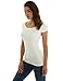 PattyBoutik Women Shadow Stripe Raglan Short Sleeve Knit Top (Ivory Small)