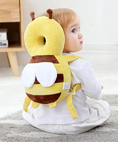 Feidoog Baby Head Protector Cushion Backpack with 3 Baby Knee Pads for Walking & Crawling,Bee