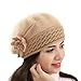 haoricu Beret Cap, Fashion Womens Flower Knit Crochet Beanie Hat Winter Warm Cap (Khaki 1)