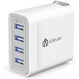 iClever Boostcube+ 40W 4-Port USB Wall Charger, Travel USB Power Adapter with SmartID Technology for iPhone X / 8 / 7 / 7 Plus / 6S / 6 Plus, iPad Pro Air / Mini and other Cell Phone, Tablet