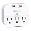 3 Outlet Surge Protector, Multi Plug Outlet Extender with 2 USB Wall Charger (Smart 2.4 A), Outlet Wall Adapter Power…