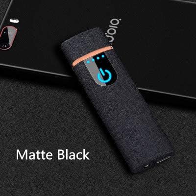 Wiber Rechargeable USB Electronic Lighter Windproof Touching Fingerprint LED Sensor Screen Double-sided Ignition Flameless Lighter for Candle, Cigarette