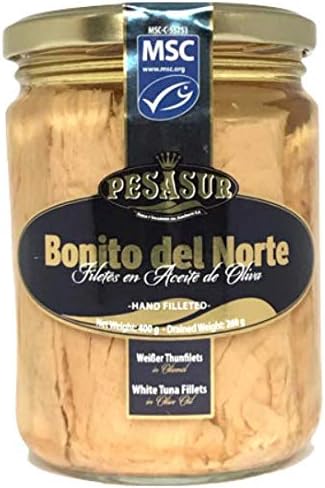 Soldimar Pesasur MSC Bonito del Norte - White Tuna Fillets in Olive Oil 400g (Pack of 2)
