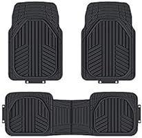 AmazonBasics 3-Piece All-Season Heavy Duty Rubber Floor Mat for Cars, SUVs and Trucks, Black