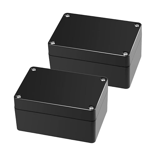PINFOX 2 Pack Black Waterproof Plastic Project Box ABS IP65