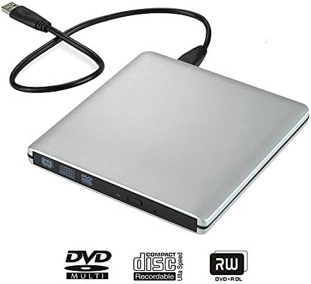 Ultra Slim USB 3.0 External DVD Drive external DVD Drive Optical Drive CD+/-RW DVD +/-RW Superdrive ，compatible with Windows, XP laptop, desktop and netbook (Silver)