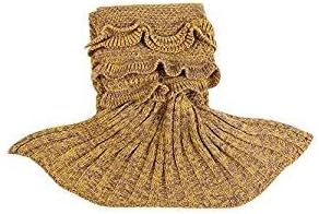 Knitted Mermaid Blanket Tail for Kids and Girls,Super Soft Warm Sleeping Bags,Air Conditioning Blankets,Best Birthday Christmas Gift,Turmeric,2855in