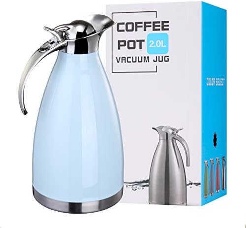 68 Oz Vacuum Insulated Stainless Steel Thermal Carafe - Double Wall Stainless Steel Thermos - Coffee/Tea Carafe - Beverage Dispenser - Keep Hot/Cold - 2L (Blue)
