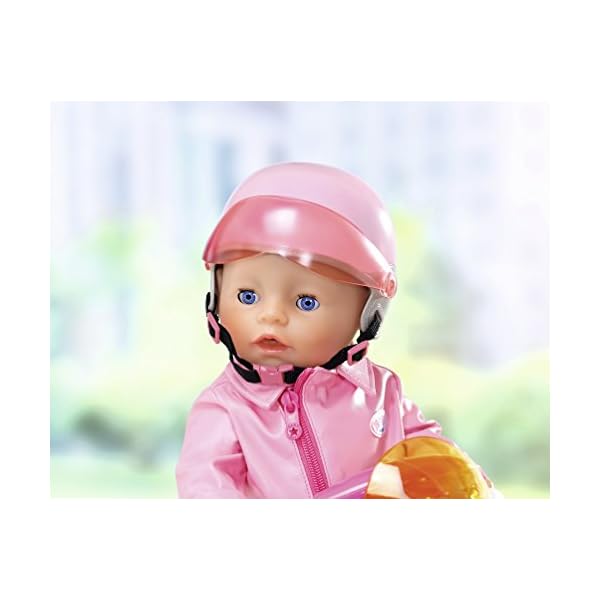 BABY born 825914 City Scooterhelm Puppenhelm mit verstellbarem Visier und Riemen, Puppenzubehör 43 cm, rosa – Bild 6