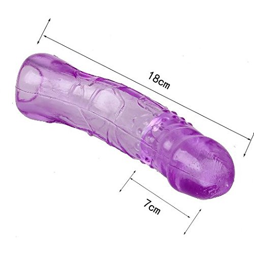 NewMagic® Condom Extender Crystal Soft Silicone Penis Extender Enlarger Sleeve Condom Sexual Delay Ejaculation Toy for Men (Lengthen 2.5-3.0inch) - Purple Color