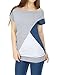 Allegra K Women's Boat Neck Batwing Sleeves Color Block Tunic Top M Grey