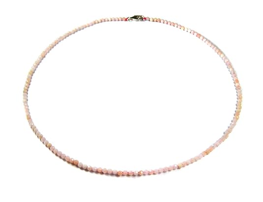 Damen Edelsteinkette Halskette aus Andenopal in facettierter Kugelform Ø-3 mm 925er Silber Verschluss