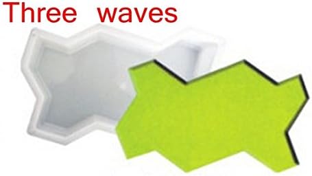 JTW- DIY Three Wave shape Brick Path Mold path way concrete paving brick Pavement Walkway mold Plastic (13 x 24 x 6 cm) Random color