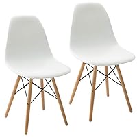 Phoenix Home Kenitra Contemporary Side Chair with Maple-Wood Legs, Snow White, Set of 2