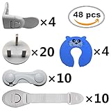 XinPei Baby Proofing Kit (48 Pcs) -20 Socket Covers + 10 X Cabinet Locks + 10 X 