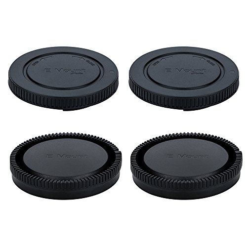 (2-Pack) Body Cap and Rear Lens Cap Kit for Sony Alpha Series & NEX Series E-Mount Mirrorless Camera and Lens Such as Sony A7/A7 II/A7III/A7S/A7S II/A7R/A7R II/A7RIIIA6500/A6400/A6300/A6000/A5100