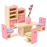 KINGSO Wooden Miniature Furniture Set Doll House Kids Toy Gift Dining Room