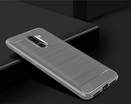 Xiaomi Pocophone F1 Case Carbon Fiber Shockproof TPU Back Cover Case Xiaomi Pocophone F1 Poco F1 Case Silicone Cover (Grey)
