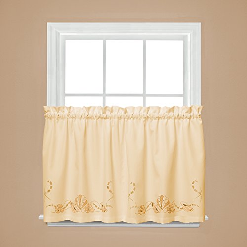 SKL Home Seabreeze Tier Curtain Pair, Sand, 57 inches x 36 inches