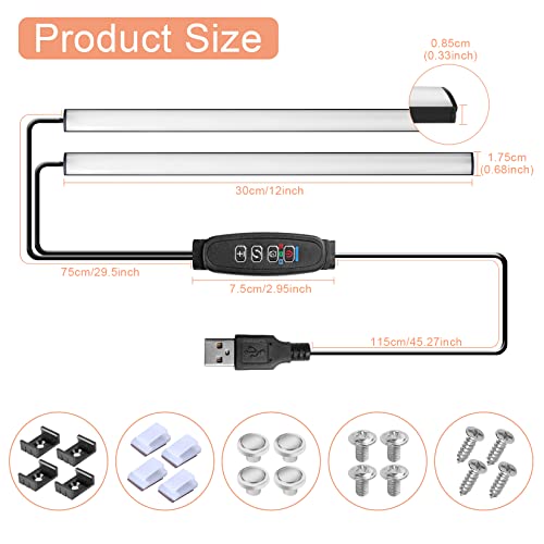 Under Cabinet Lights,USB Plug Closet Lights,Dimming Timing,2pcs 12Inch USB Led Light Bar,Under Counter Lights for Kitchen,Under Cabinet Lighting,Shelf,Cupboard,Wardrobe Light