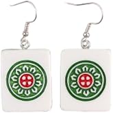 Mahjong Earrings Funny Handmade Resin Mahjong Dangle Earrings Geometric Creative Mahjong Drop Earring for Women