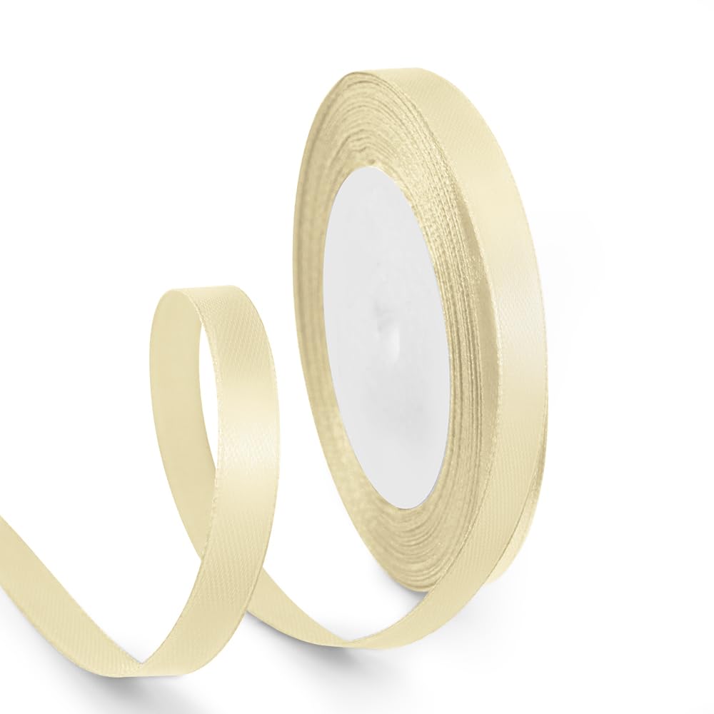 Photo 1 of HimBen 3/8 Inch 25 Yards Satin Ribbon Ivory, Solid Color Fabric Ribbon for Gift Wrapping, Wedding, Polyester Gift Ribbon for Birthday Party Decoration, Craft, Hair, Floral, Sewing