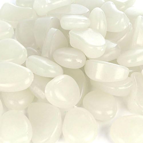 400 pcs Glow in the Dark Garden Pebbles for Walkway Yard Decor and Outdoor Accessories (white)