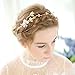 FAYBOX Bridal Headband Gold Leaf Themed Crystal Pearl Wedding Hair Accessories