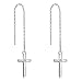 POPLYKE Cross Earrings Sterling Silver Long Chain Linear Threader Dangle Earrings for Women (Cross Earrings)