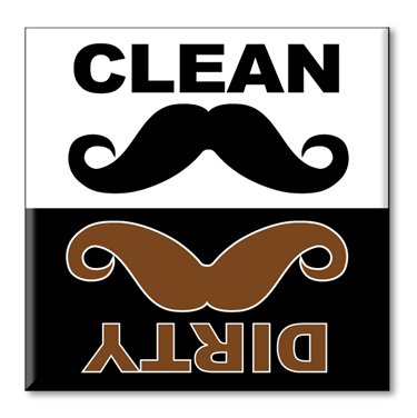 Guajolote Prints Clean Dirty Dishwasher Magnet Sign Indicator - Funny Cute Mustache Novelty Home Kitchen Gift - Thumbnail 2
