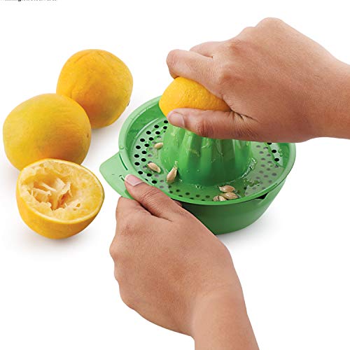 Wilmington Steelwares Citrus Juicer & Strainer - Stainless Steel - Make Your Own Orange - Grapefruit - Lemon & Fruit Juices - 16oz Capacity (Green)
