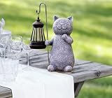 Goodeco Solar Cat Statue Garden Ornament with Lantern 19.5 cm Grey view 6
