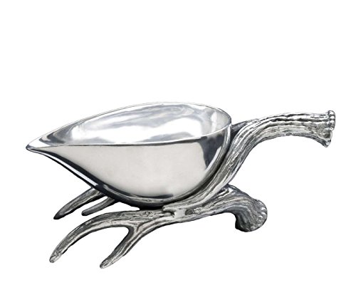 Arthur Court Designs Aluminum Antler Base Gravy Boat 10" Long