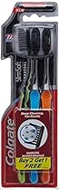 Colgate Slim Soft Charcoal Toothbrush (Pack of 3) 17x Slimmer Soft Tip Bristles