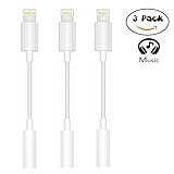 [3Pack] TEIROO Headphone Adapter to 3.5 mm Jack Adapter Charge for iPhone Audio Charger Adapter Headset AUX Audio Charge & Audio for iPhone7/7 Plus Support Listen Music and Charge 12 System